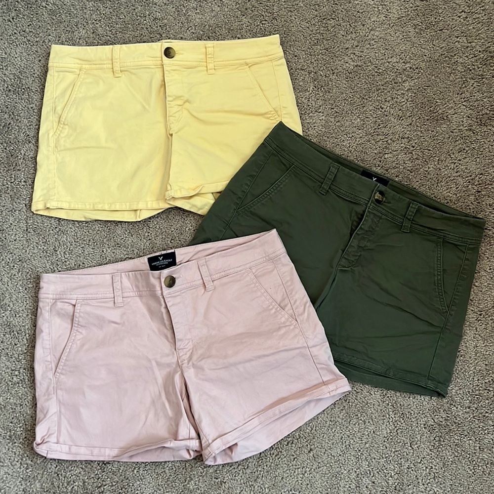 BUNDLE 3 AE midi shorts - pale pink, pale yellow and army green